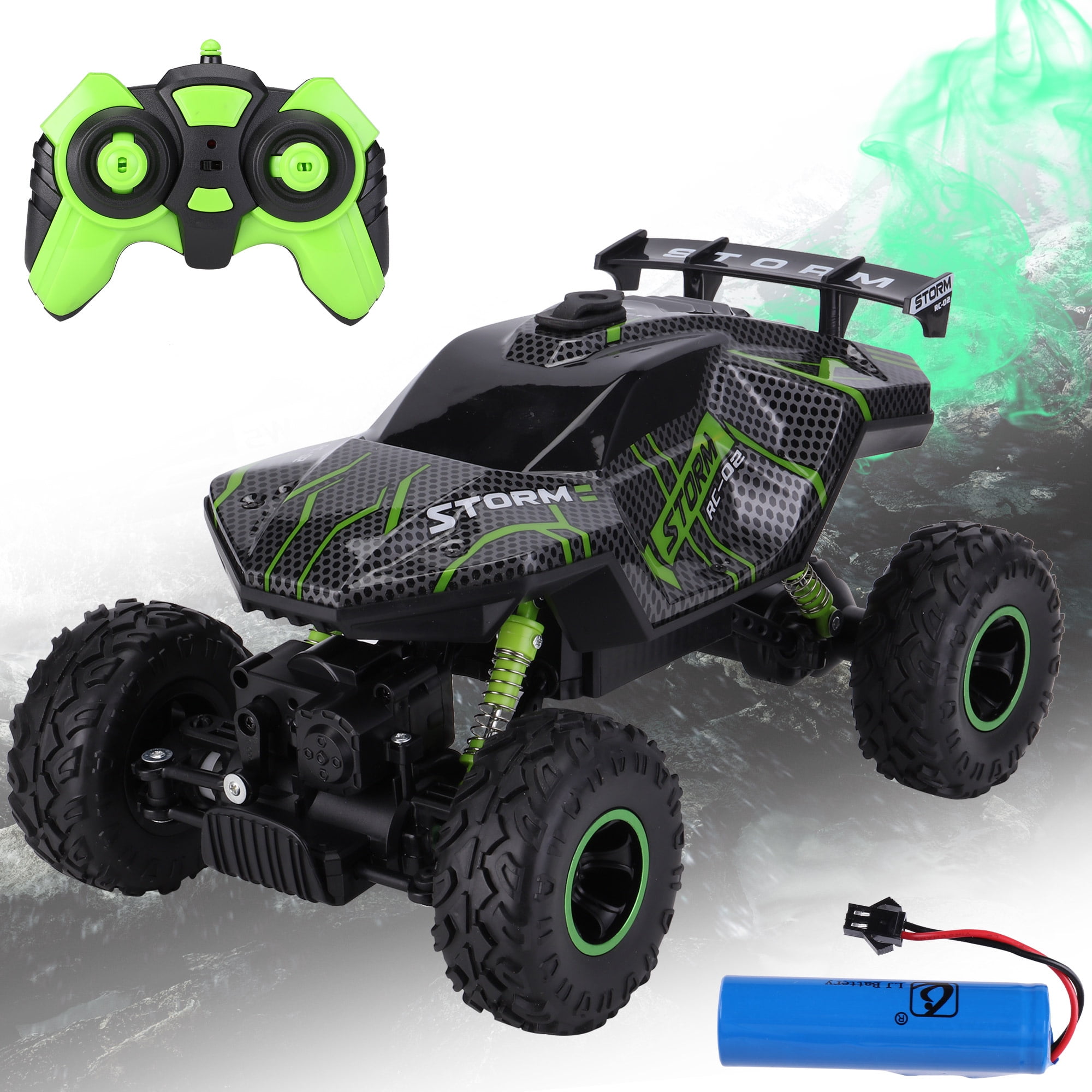 4wd controle remoto rc carros elétricos grande roda auto monster truck toy  presentes 01:16