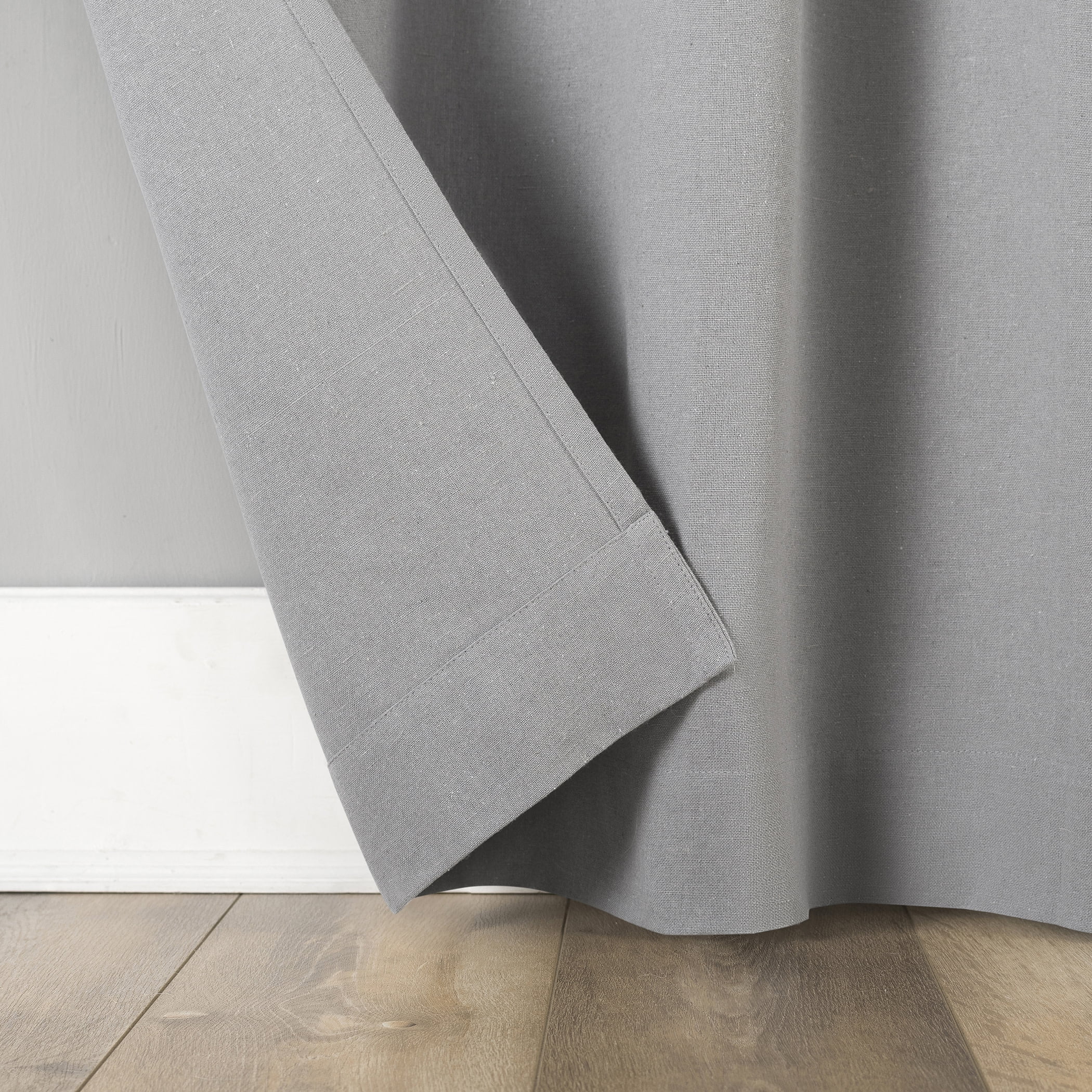 Archaeo  Cotton Blend Button Semi-Sheer  Tab Top Single Curtain Panel, 1 Panel, Gray, 40”W x 63"L