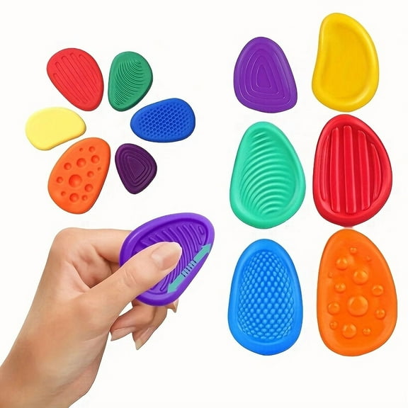 6-Pack Silicone Hand Therapy Stones – Color-Coded Stress Relief & Finger Exercise Tools, Washable Eco-Friendly Grips for Adults, Teens & Seniors