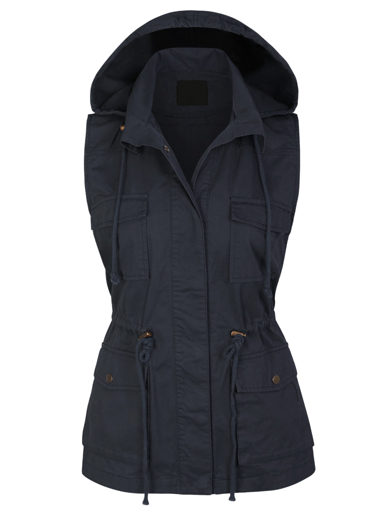 KOGMO Womens Military Anorak Safari Utility Vest with Hood