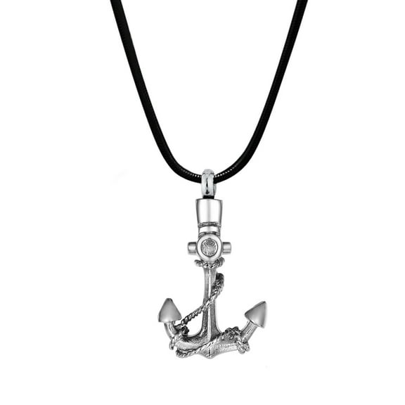 Anavia Silver Stainless Steel Cremation Urn Necklace Memorial Jewelry Anchor Keepsake Ashes Holder With Free Gift Box