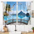 thumbnail image 3 of Blue Ocean Sea Small Kitchen Curtains Tropical Summer Hawaiian Lake Window Treatment Mountain Bird Seagull Cafe Short Curtains for Bathroom Dining Room Tier Treatment Drapes 27.5x39 inch, 3 of 6
