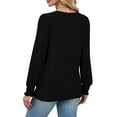 thumbnail image 5 of Dasayo Womens Tops Trendy Black Ribbed Knit Long Sleeve V-Neck Sweaters Winter Elegant Ruffle Tshirts for Women S, 5 of 9