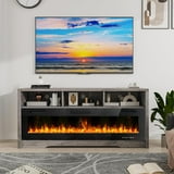 "Vitesse 65"" Fireplace TV Stand with 60"" Electric, Fits 75"" TV, Open Shelf, Living Room Center" - Walmart.com