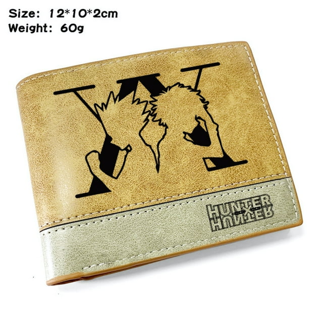 Monedero con monedero de piel con doble pliegue, diseño de cazadores, anime