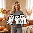 thumbnail image 4 of Wooowa Halloween Ghost and Pumpkin Trio Floor Mat Polyester 23.6x15.7 Inch Non Slip for Entryway Bathroom Rug, 4 of 6