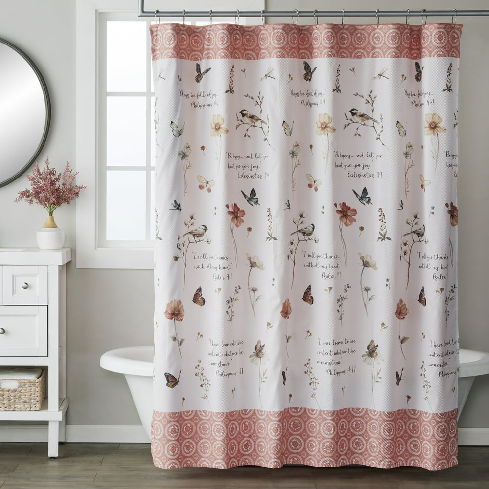 Mainstays 14 Piece Fabric Shower Curtain Set with Hooks and Liner