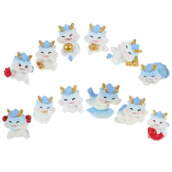 GOOHOCHY 12Pcs Dragon Small Garden Statue Resin Decoration For Thanksgiving Friends