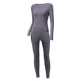 thumbnail image 4 of VISALY Women's Thermal Long Sleeve Shirts Crew Neck Tight Fitted Casual Going Out Stretchy Basic Tee Shirts Slim Fitted Tops Lightweight Base Layer Soft Warm Undershirts Baselayer Grey L, 4 of 7