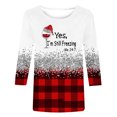 thumbnail image 4 of Pntutb Hauts à Manches Longues pour Femmes Mode pour Femmes Manches Trois Quarts Rétro Col Rond de Noël Imprimé Hauts Amples Blouse Manches Trois Quarts, 4 of 5