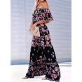 thumbnail image 4 of Women'S Mexican Dress Summer Floral Print Off the Shoulder Sleeveless Beach Long Maxi Dress, 4 of 8