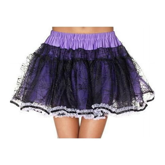 Music Legs Women's 724-PURPLE Purple Spider Web Mesh Ruffle Trim Petticoat, Purple