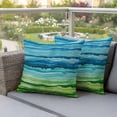 thumbnail image 4 of Outdoor Pillow Covers Pack of 2, Abstract Watercolor Stripes Artwork Waterproof Throw Pillowcase Cushion Cases, Blue-green Gradient Lines Decorative Pillow Cover for Couch Sofa Home Bed Patio, 4 of 9