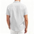 thumbnail image 4 of Dwellite Men's Linen Button Down Short Sleeve Shirt Casual Spring Summer Solid Color Beach Wedding Shirts 2026 White M, 4 of 4