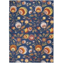 5' X 7' Blue and Yellow Floral Power Loom Area Rug