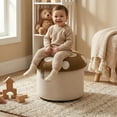 thumbnail image 2 of Guyou Cute Kids Storage Stool, Mushroom Shaped Upholstered Kids Reading Chair with Storage, Faux Fur Toddler Chair, Children's Shoe Changing Stool for Playroom Kindergarten Bedroom, Brown, 2 of 9
