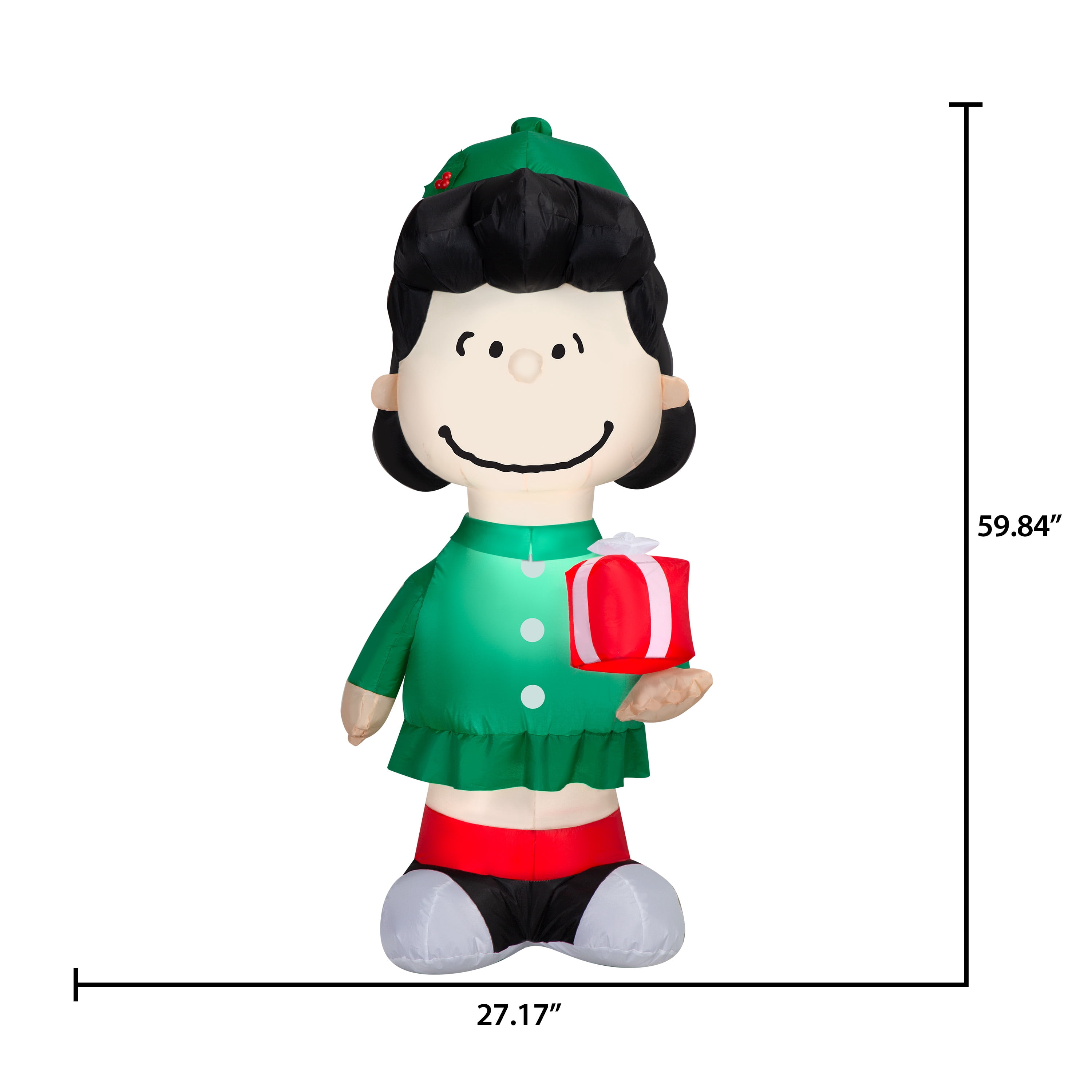 Airblown Christmas Yard Inflatable Light Lucy with Gift and Hat Peanuts, 5 ft