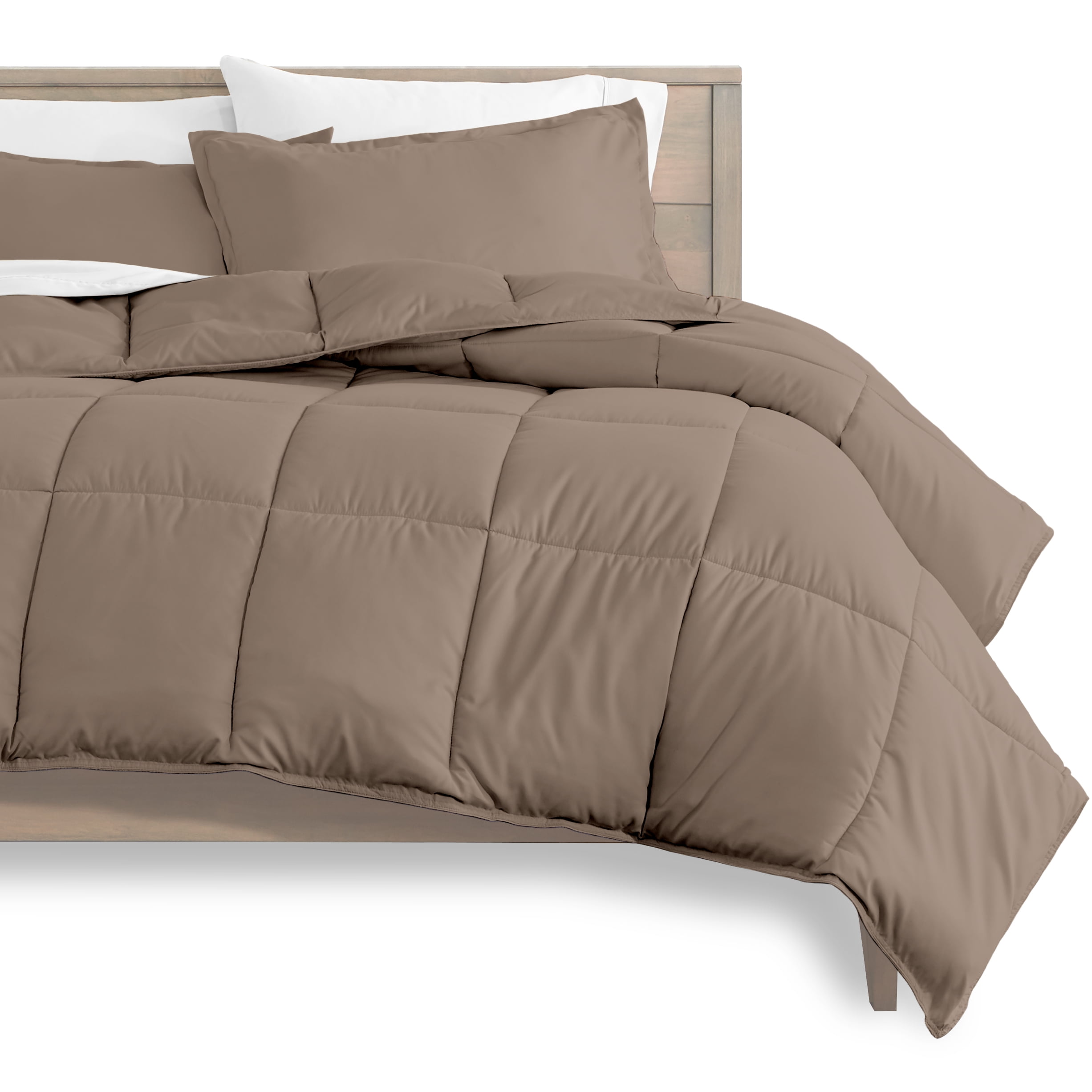 Bare Home Ultra-Soft Goose Down Alternative Comforter Set, King/Cal King, Taupe