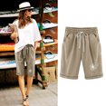 thumbnail image 2 of Mujeres Pantalones Cortos Casual, Cintura Elástica Día de la Independencia de la Impresión Pantalones Cortos con Cordón con Bolsillos para Verano Primavera de Uso Diario, Pantalones Cortos de Verano P, 2 of 4