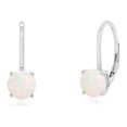 thumbnail image 3 of Dazzlelane 6.5MM Round Shape Simulated White Fire Opal Solitaire Drop Dangle Earrings with Leaver Back in 14K White Gold Plated 925 Sterling Silver Jewelry for Womens, 3 of 3