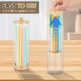 thumbnail image 3 of Ihvewuo Acrylic Straw Holder Dispenser with Wooden Lid Transparent Countertop Straw Storage Container Organizer for Pencil Makeup Brush, 3 of 15