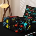 thumbnail image 6 of Manfei Monster Truck Zipper Full Size Comforter Sets with Fitted Sheet and 2 Pillowcases,Boys Friendly Pattern Zipper Bedding Set,Black,Black Reversible,4pcs, 6 of 8
