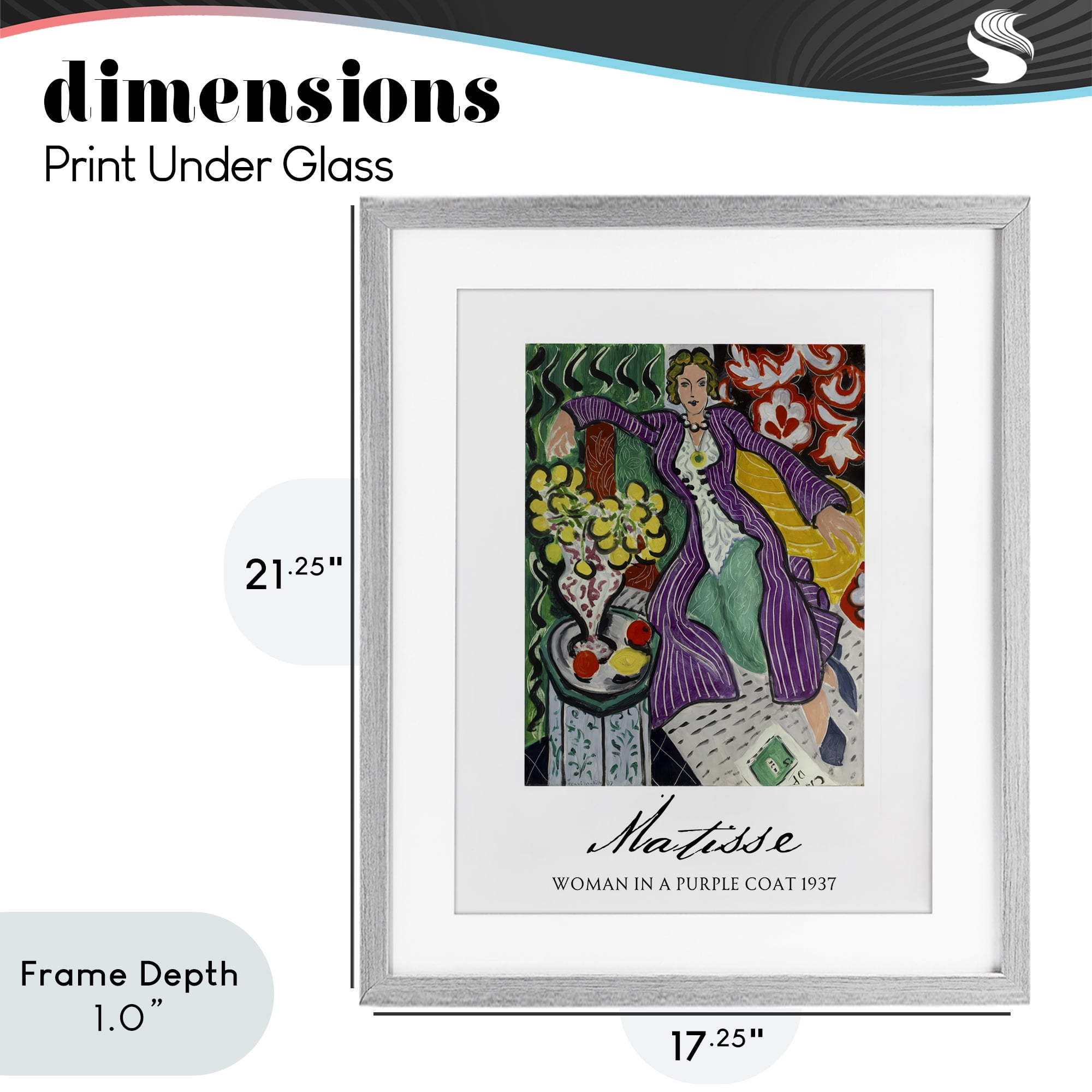 Stupell Industries Matisse Woman In Purple Coat Gray Framed Print Under Glass, design by Vintage Hustle
