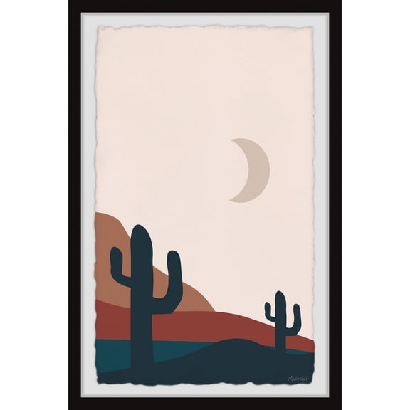 Marmont Hill Moonlight Cactus Framed Painting Print
