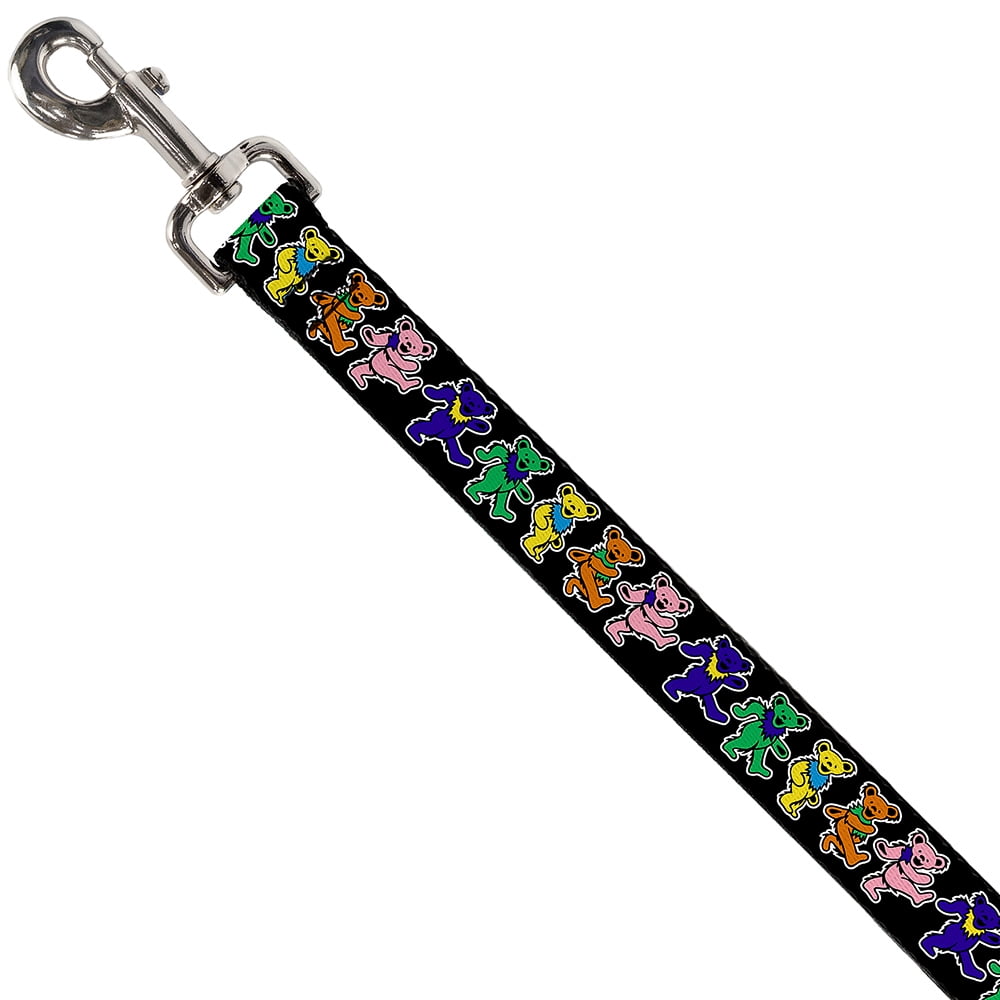 Grateful Dead Pet Leash, Dog Leash, Dancing Bears Black Multi Color, 4 Feet Long 1.0 Inch Wide
