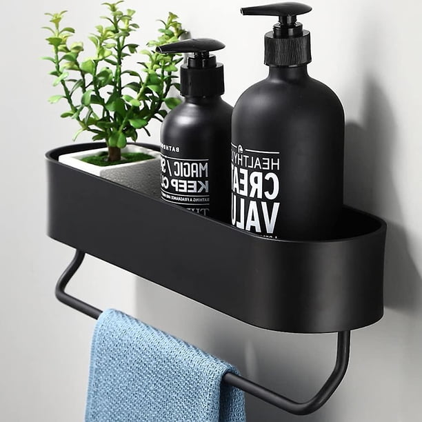 Estante flotante para baño con barra para toallas, organizador ecológico para montar en la pared, almacenamiento de aleación de aluminio para baño y cocina