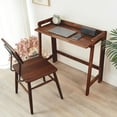 thumbnail image 2 of Computer Desk  Foldable Desk  Home Office Desks  Solid Wood Writing Desk  Mid Century Modern Desks  Oak Study Table  Folding Desks for Small Spaces  Walnut, 2 of 2