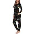 thumbnail image 2 of Renewold Fashion Colorful Lights Pajama Set of 2 Women's Soft Home Size L Lounge Wear for Spring Fall Winter Relaxed Loose Pjs for Christmas Holiday, 2 of 4