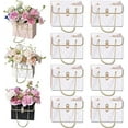 thumbnail image 1 of Xiao Hua Caja de regalo de papel con flores (8 unidades), bolsas para ramos, cajas de flores con asa, cajas para arreglos florales, bolsas para envolver regalos de boda y San Valentín (blancas), 1 of 5