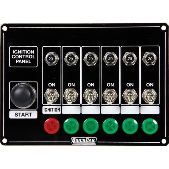 Quickcar Racing Products 50-869 Ignition Panel with 5 Accessory Switch, Start Button & Circut Breaker
