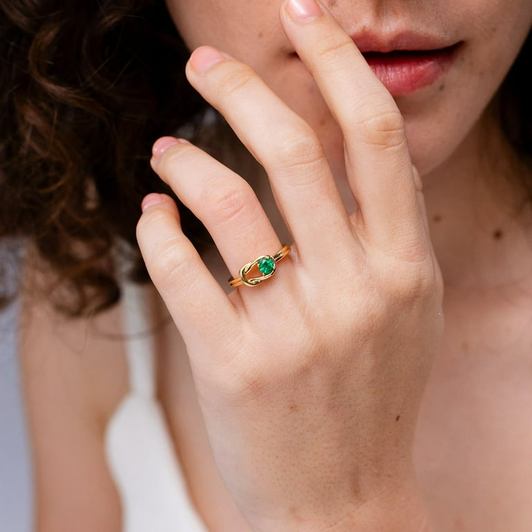 ANGARA Natural Solitaire ct Emerald Infinity Knot Engagement