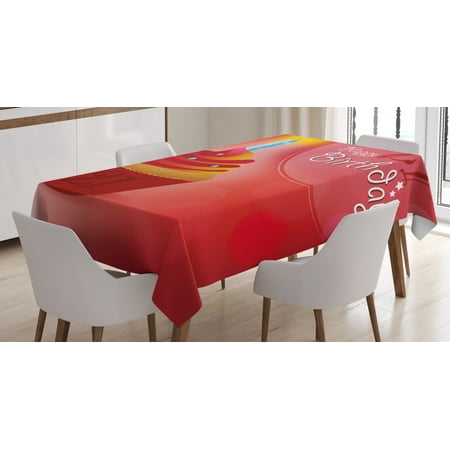 

Ambesonne Party Tablecloth Rectangular Table Cover Abstract Birthday 60 x90 Red and Orange