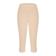 thumbnail image 5 of cocolona Womens Summer Casual High Waist Capri Leggings Solid Color Elastic Waist Workout Gym Yoga Cropped Pants, 5 of 5