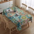 thumbnail image 2 of Multicolor Ethnic Floral Pattern Rectangle Tablecloth 60"x84",Waterproof Polyester Rectangle Table Cloth, Wipeable Spillproof Polyester Tablecloth for Dining, Camping, Indoor and Outdoor, 2 of 5