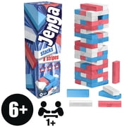 Hasbro Jenga Stacks and Stripes Party Game, Red, White, and Blue Wood Blocks, Boys & Girls, Fun Summer Activities for Child, Adults & Families, Ages 6+