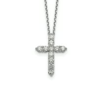 Primal Gold 14 Karat White Gold Diamond Cross 18-inch Necklace