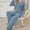 Blue, variant on 2024 Women's 2pc Pajamas Set Knitted Solid Loungewear Winter Long Sleeve Tops and Pants Set with Pockets Casual Cozy Sleepwear
