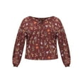thumbnail image 4 of ELOQUII Elements Women's Plus Size Balloon Sleeve Blouse With Ties, 4 of 5