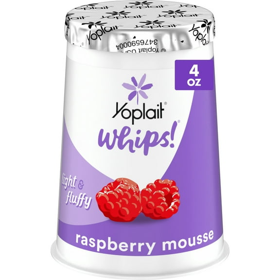Yoplait Whips Reduced Fat Yogurt Mousse, Raspberry Mousse Flavored, 4 OZ Yogurt Cup
