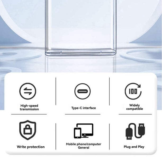 Carcasa para Disco Duro Tipo C, Carcasa para Disco Duro SSD SATA de 2,5 Pulgadas, Carcasa Externa, Carcasa para Disco Duro Externo Móvil Transparente