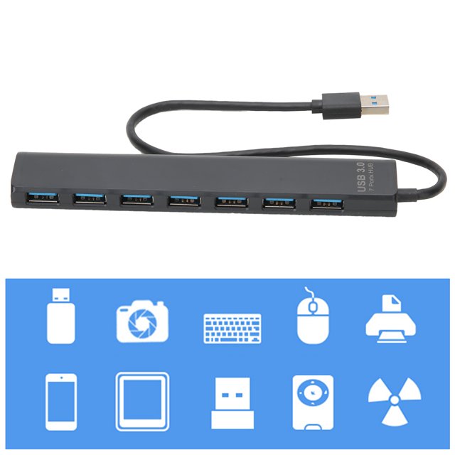 Hub, Transmission à Grande Vitesse 5 Go de Moyeu USB 3.0 Translucide Noir, pour