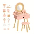thumbnail image 3 of [Pink Girls Vanity Set] Pink Girls Vanity Table And Chair Set With 11pcs Accessories | Kids Vanity For Real And Pretend Makeup, Ideal Gift For 3 Year Old And Up, 3 of 8