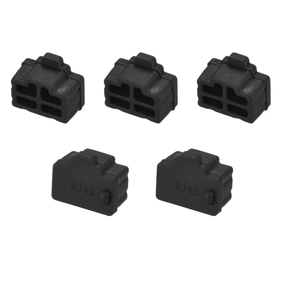 Silicone Ethernet Hub Port RJ45 Anti-Dust Stopper Cap Cover Black 5 pcs