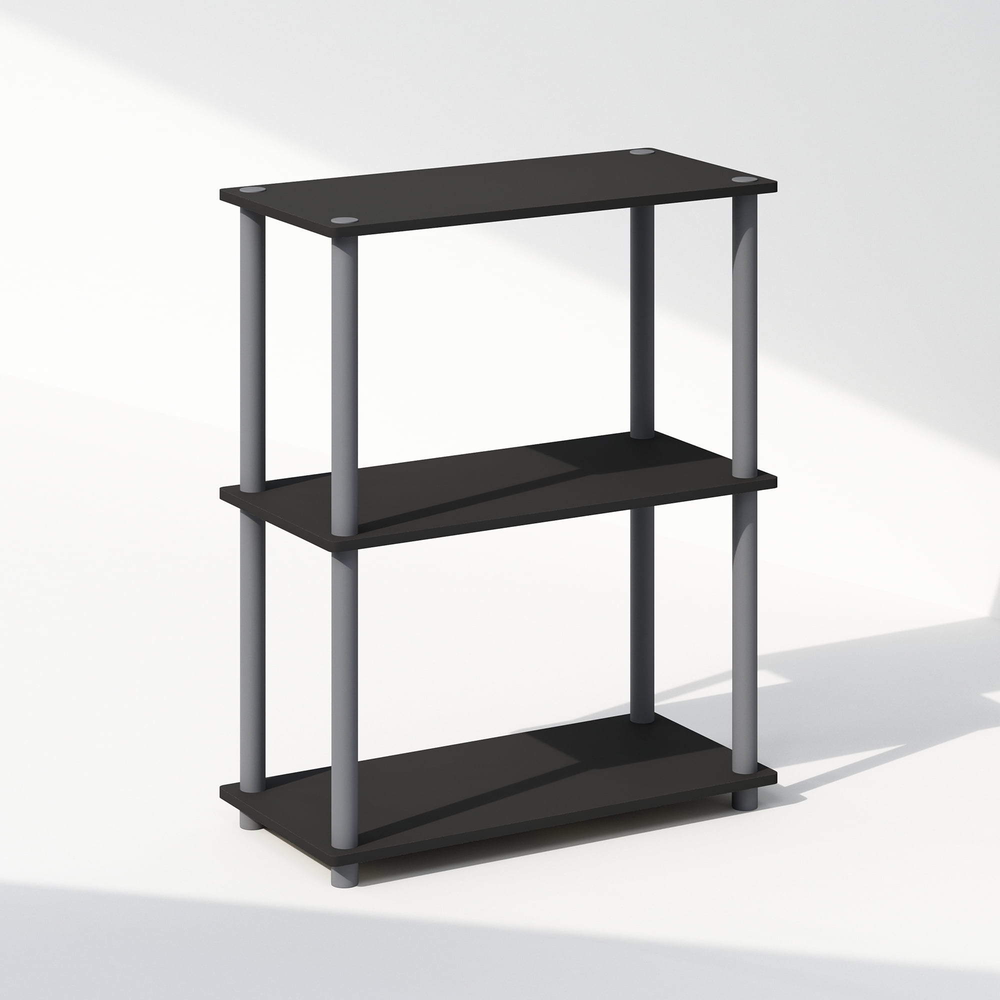 Furinno Turn-N-Tube 3-Tier Multipurpose Compact Display Rack, Shelving Unit, Bookcase, Black/Grey