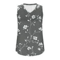 thumbnail image 5 of Women's V Neck Tank Tops Summer Casual Floral Printed Sleeveless T Shirts Trendy Loose Fit Work Basic Blouses (3XL, Dark Gray), 5 of 5