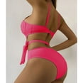 thumbnail image 7 of Cut Out Bathing Suit for Women One Piece with Belt Underwire Push-up Ribbed Swimsuit Fashion Swimwear (XL, Hot Pink), 7 of 7